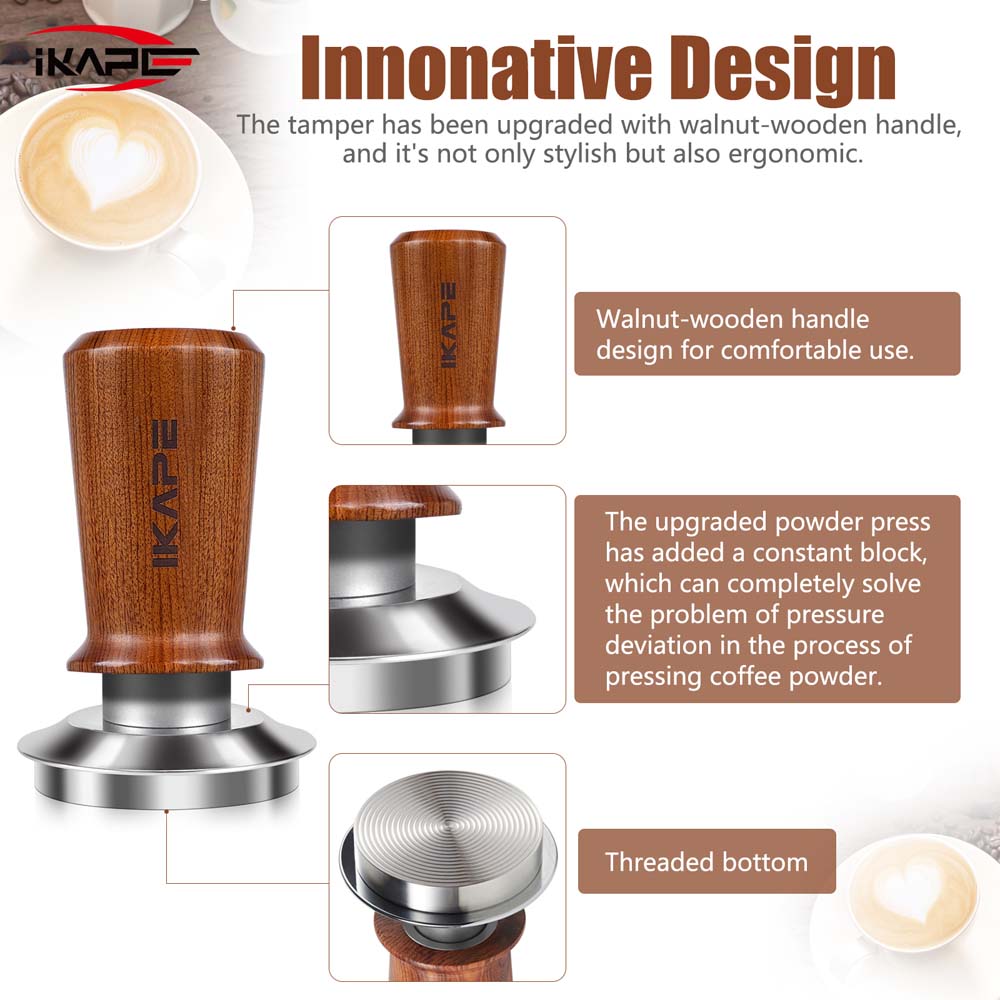 Wooden-Handle Spring Tamper - 49 to 58.5mm