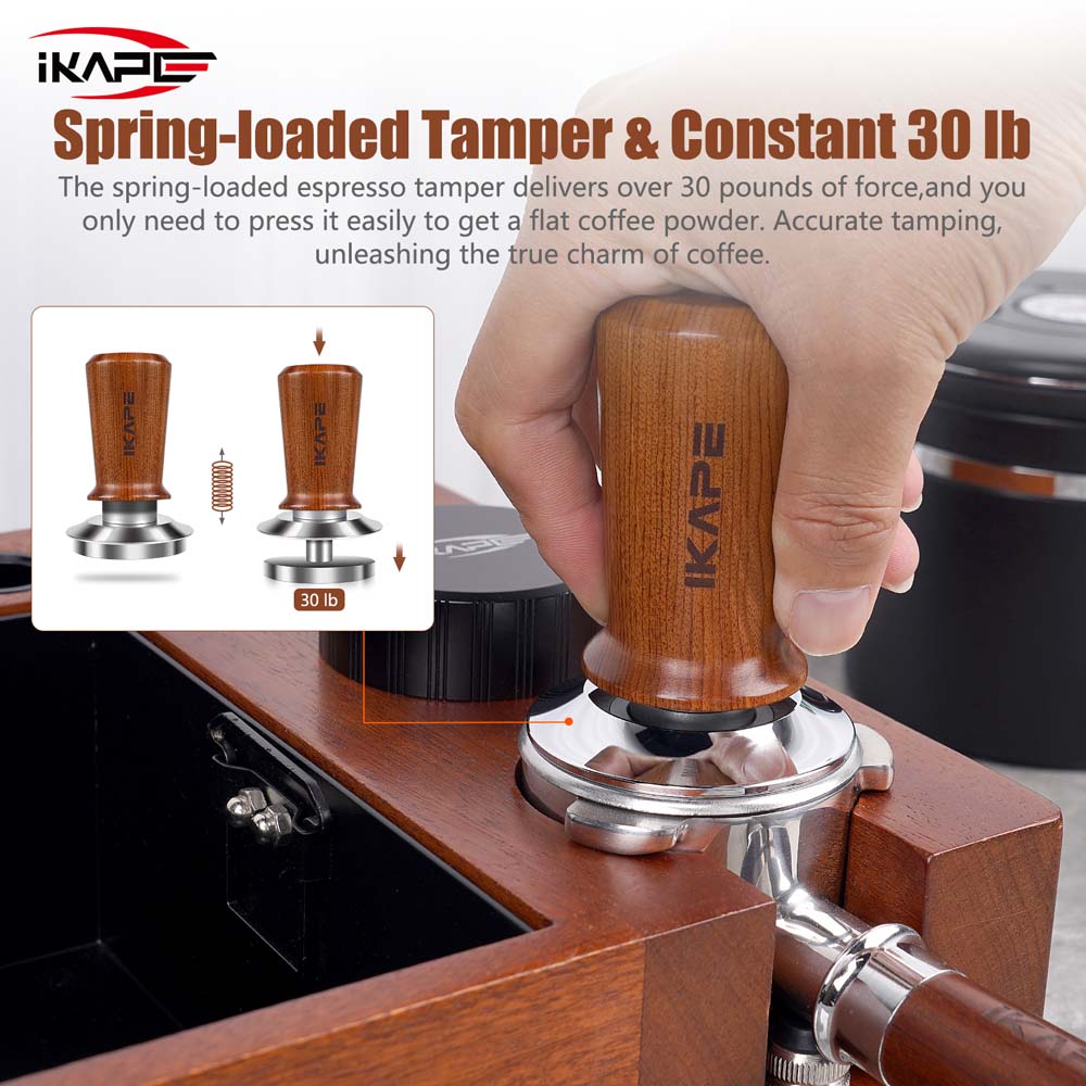 Wooden-Handle Spring Tamper - 49 to 58.5mm
