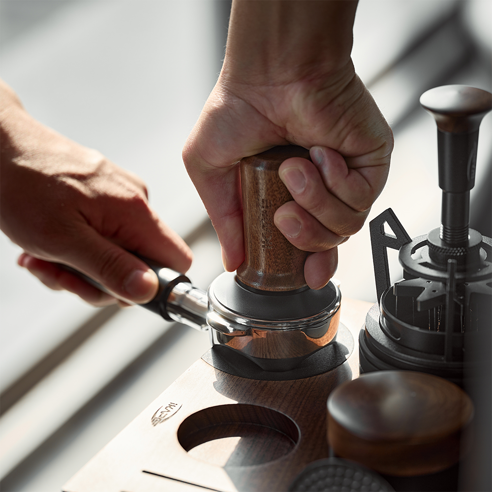 Calibrated Tamper V3 - Wooden Handle, Black Base