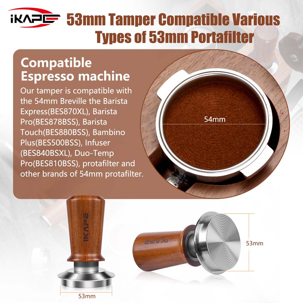 Wooden-Handle Spring Tamper - 49 to 58.5mm