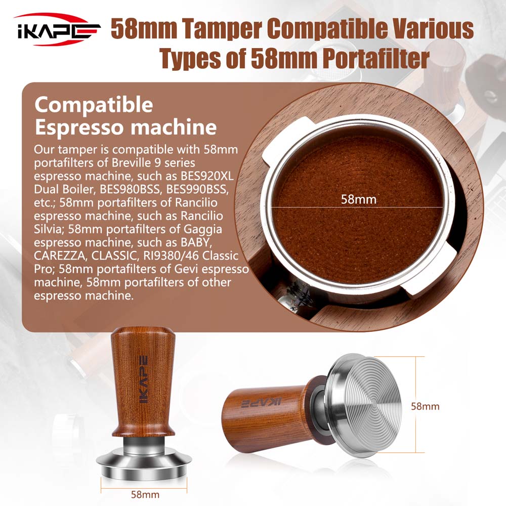 Wooden-Handle Spring Tamper - 49 to 58.5mm