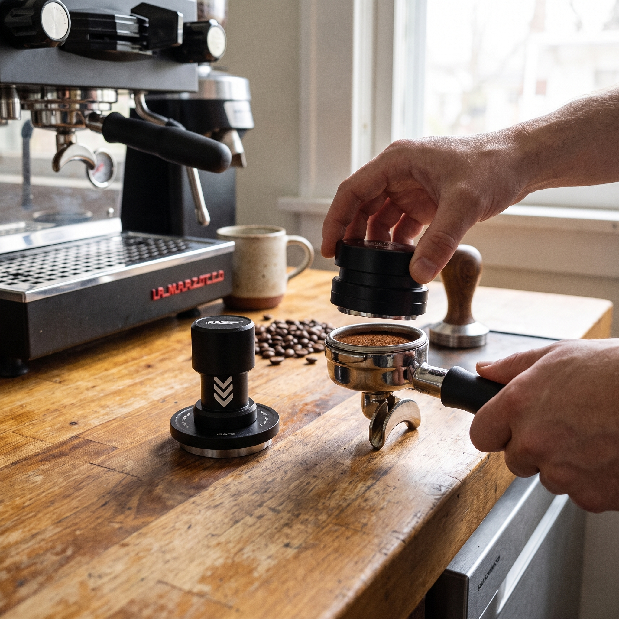 IKAPE 3-Piece Precision Extraction Bundle with Impact Coffee Tamper Dual-Bearing Distributor