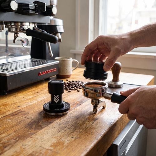 IKAPE 3-Piece Precision Extraction Bundle with Impact Coffee Tamper Dual-Bearing Distributor