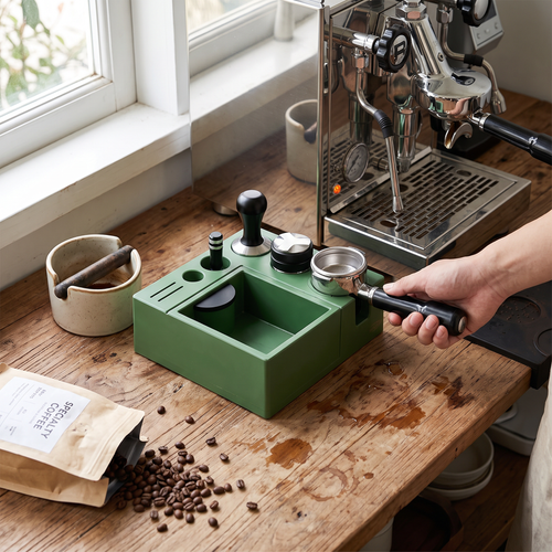 IKAPE Espresso Products, ABS V2 Knock Box For 51mm, 54mm, 58mm Portafilter(Dark Green)