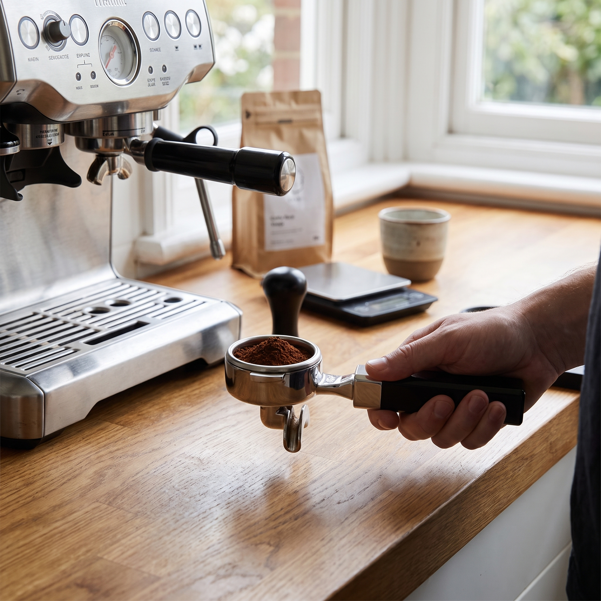 IKAPE Flat-Base E61 Bottomless Portafilter with High-Extraction Basket-CUBOID