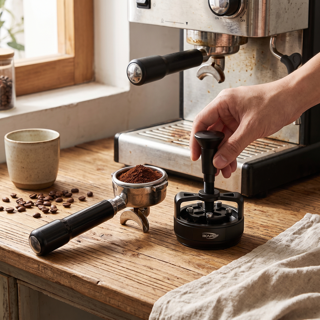 IKAPE One-Press Spring-Back Espresso WDT Tool | 0.25mm Ultra-Fine Adjustable Professional Coffee Leveler