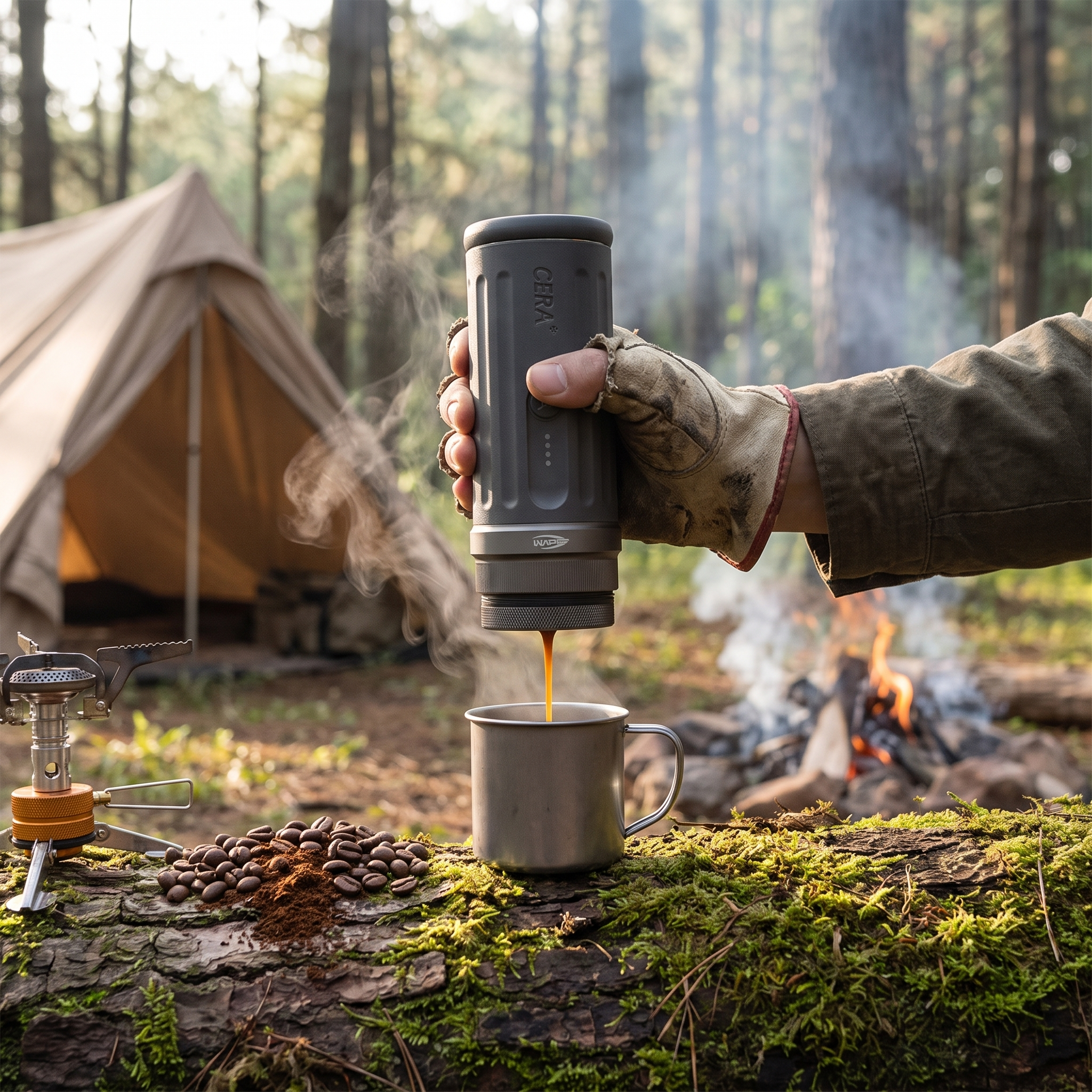 IKAPE Portable Coffee Maker with Heating Function and 51mm Bottomless Basket- KAPO K2(With stand)