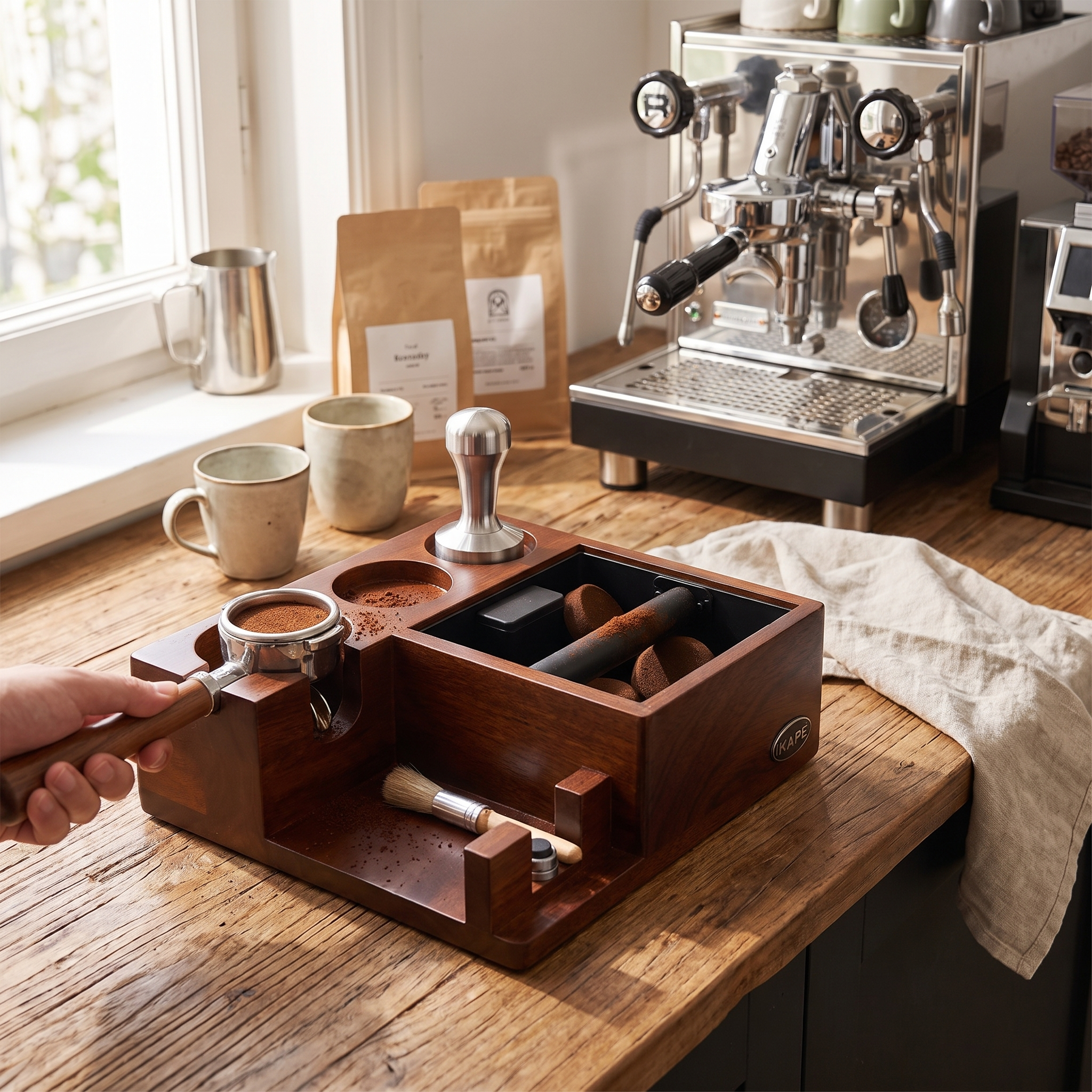 IKAPE V3 Espresso Knock Box, Espresso Coffee Organizer Box