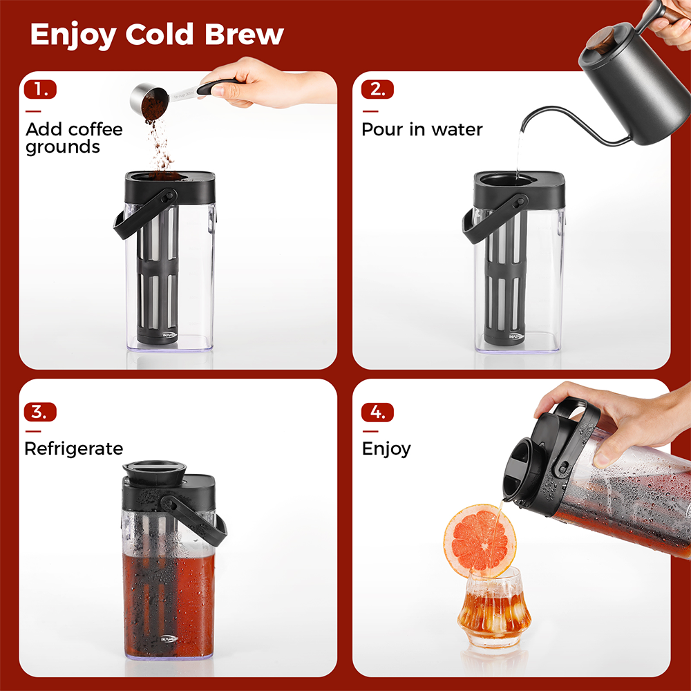 Cold Brew Coffee Maker 1100ml - Black or Brown