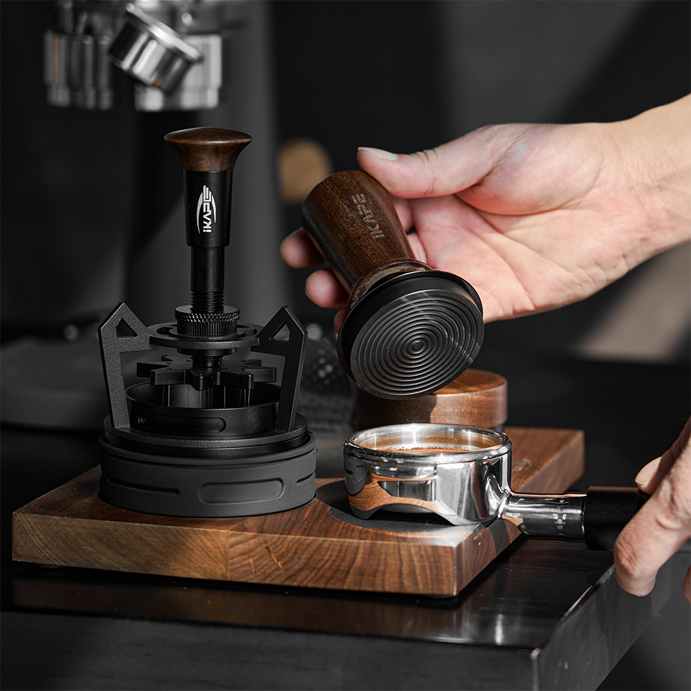 Calibrated Tamper V3 - Wooden Handle, Black Base