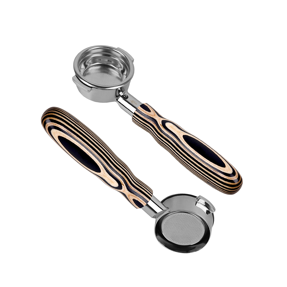 Bottomless Portafilter - Pearl White Wooden Handle, for 51mm, 54mm and 58mm portafilters